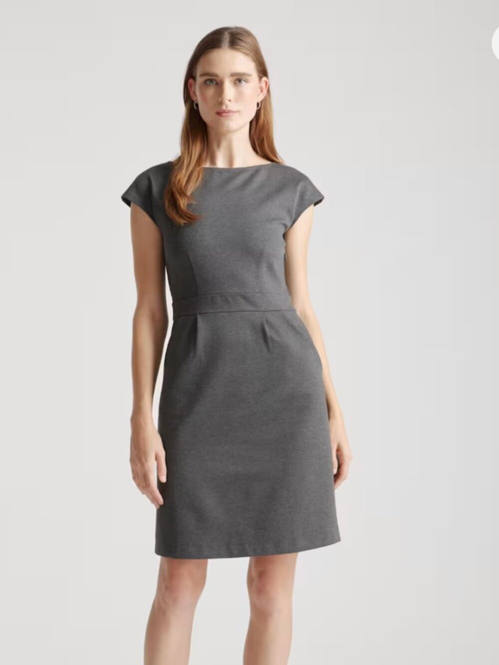 Quince Ultra-Stretch Ponte Cap Sleeve Dress - Charcoal, Small